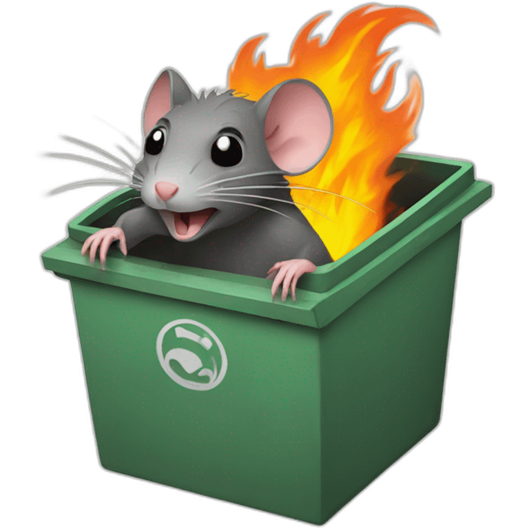 rat inside of dumpster fire emoji