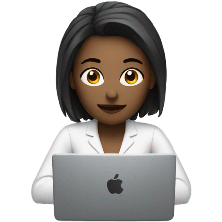 white skin woman looking at her computer emoji