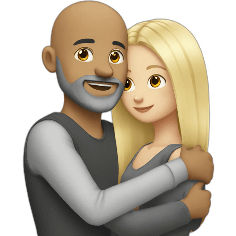 bald with dark grey beard with joung blonde girl hugging emoji