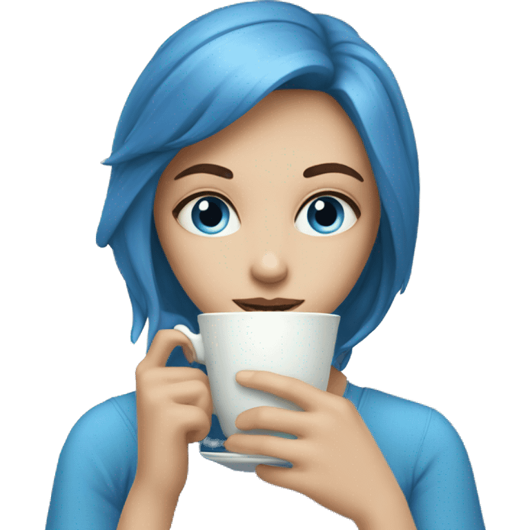 Blue eyed Girl sipping tea emoji