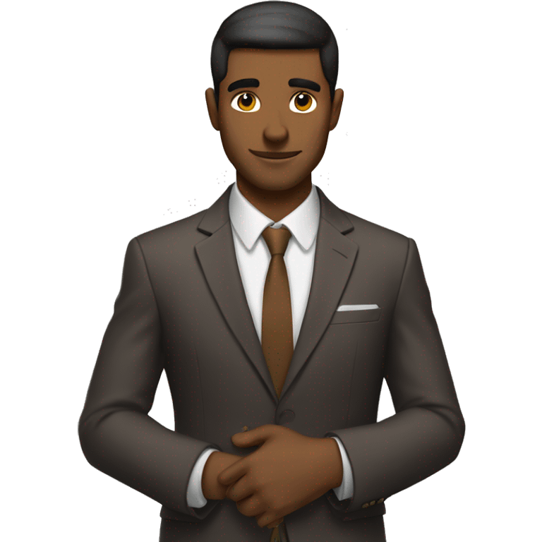 Brown handsome guy Bowing emoji in a super nice suit emoji