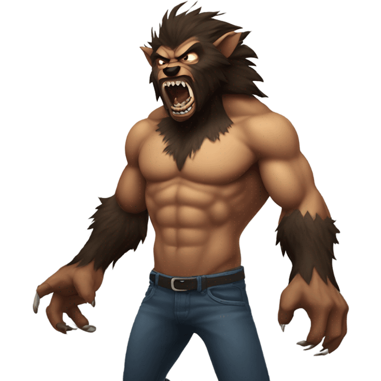 Werewolf man shirt ripping off  emoji