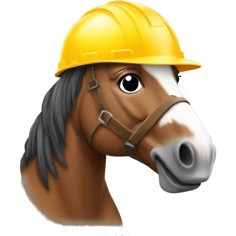 horse wearing a construction helmet emoji