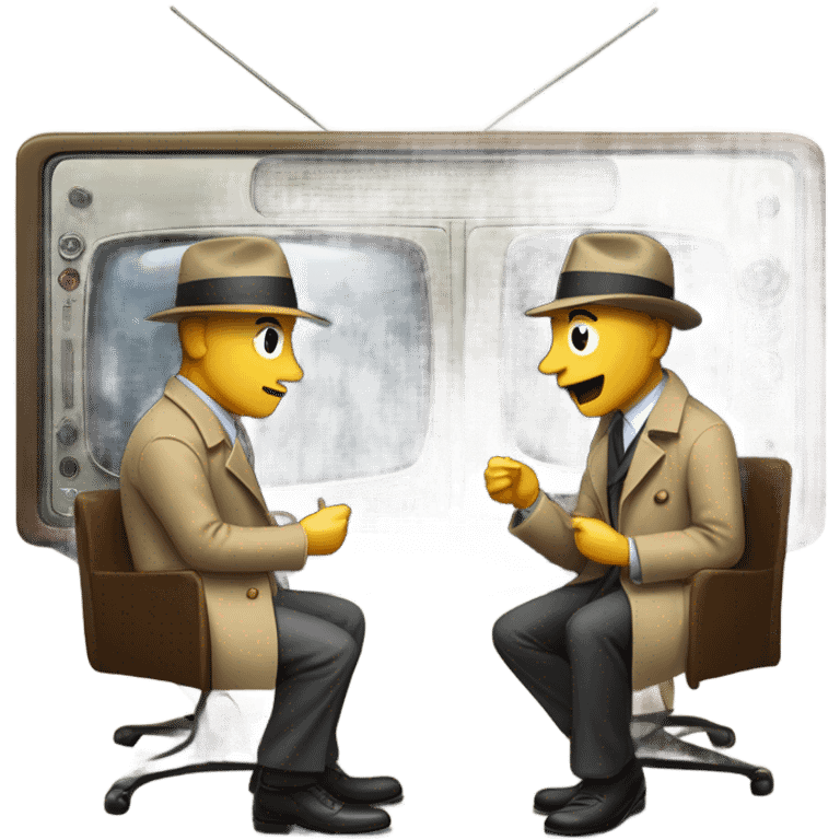 two detectives in a vintage TV set emoji