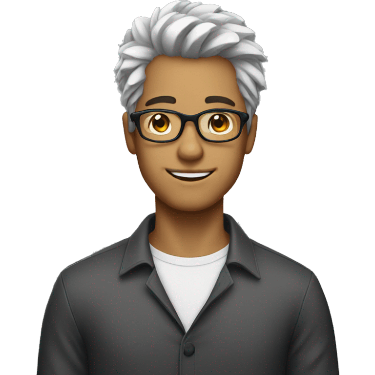 young man with glasses and salt and pepper hair emoji