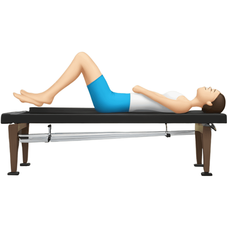 pale woman with dark brown hair doing pilates on a reformer emoji