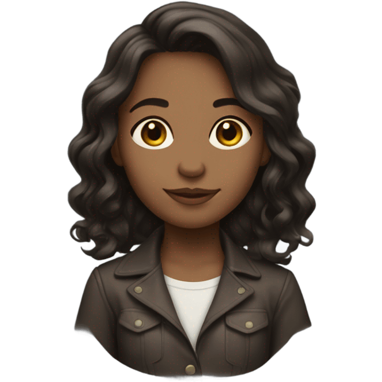 girl with dark wavy brown hair shoulder length  emoji