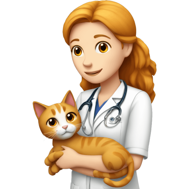 cat cuddles ginger veterinarian girl  emoji