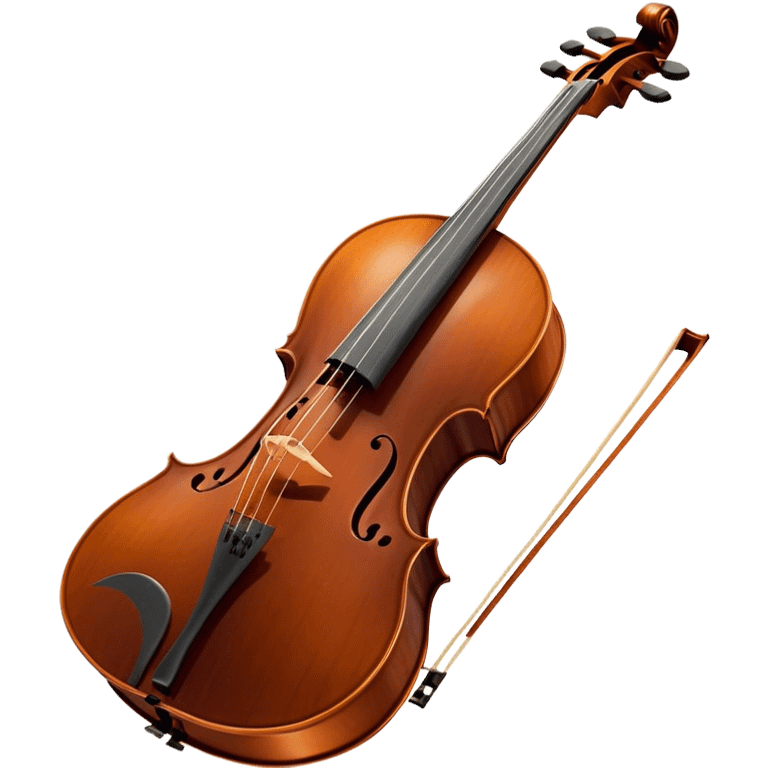 Cinematic Realistic Cello, deep brown polished wood, elegant f-holes curving gracefully, warm golden lighting creating depth, bow gently resting on the strings, glowing with the rich resonance of classical artistry. emoji