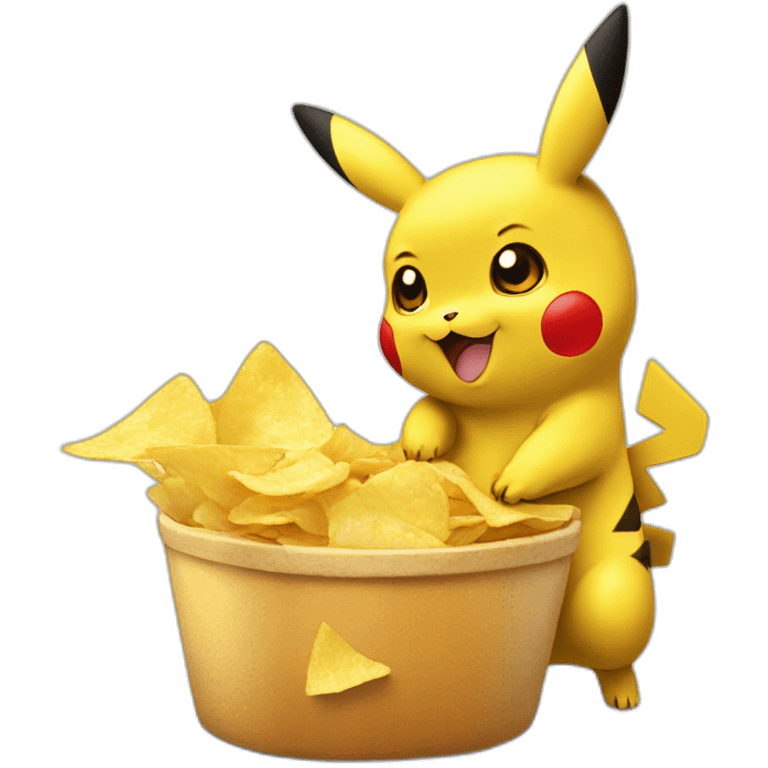 Pikachu qui mange des chips emoji