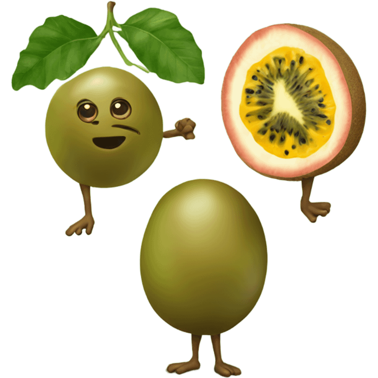 kiwi and passion fruit standing next to each other emoji