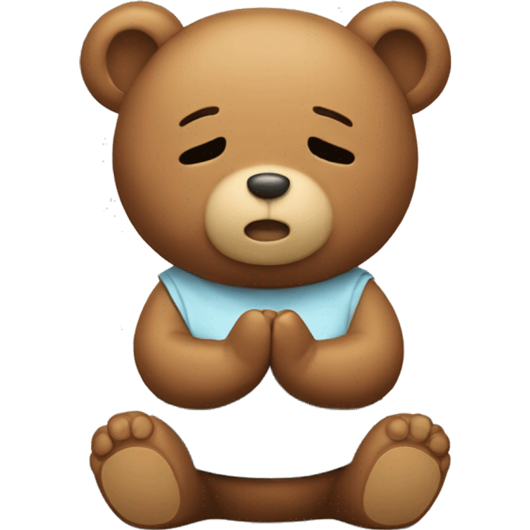 Teddy bear praying with closed eyes emoji