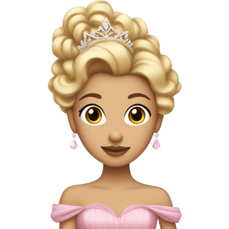 Princess with pink ballgown and light skin and big blonde hair updo pretty detailed realistic  emoji