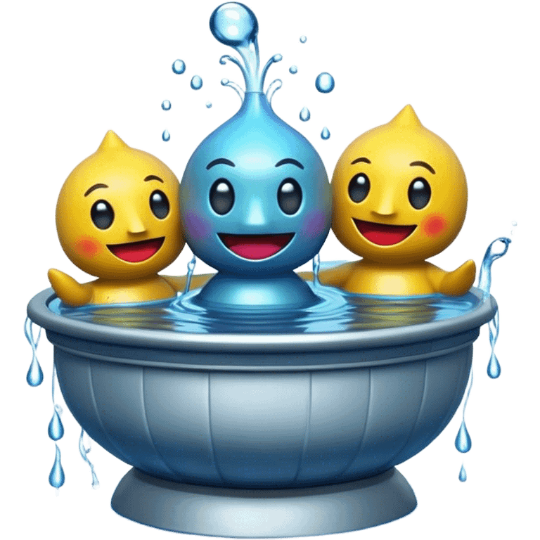 Cinematic Realistic Water Puppetry Pop Culture Emoji, depicted as a whimsical scene of traditional water puppetry rendered with dynamic textures and playful lighting. emoji