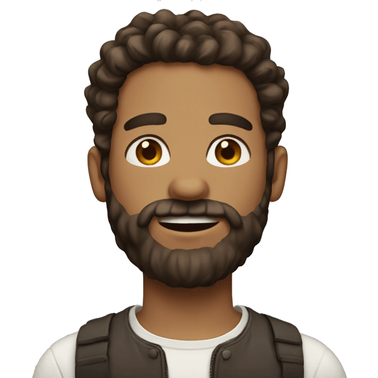 Emoji men with a beard and brown curls and fair skin emoji