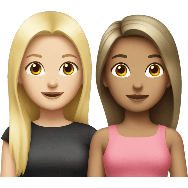 A blonde girl and a brunette girl emoji