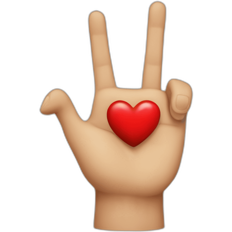 A 5 fingers hand, with a red heart instead of the middle finger emoji