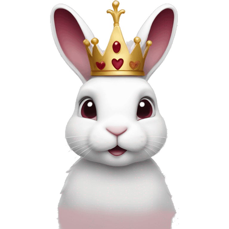 White bunny with crown. Burgundy heart emoji