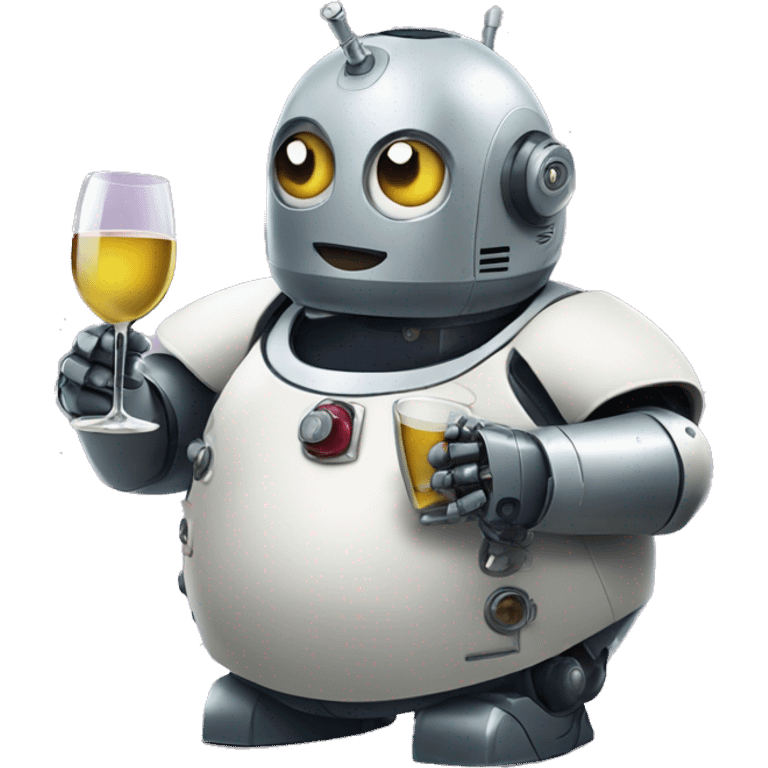 chubby french robot drinking wine emoji