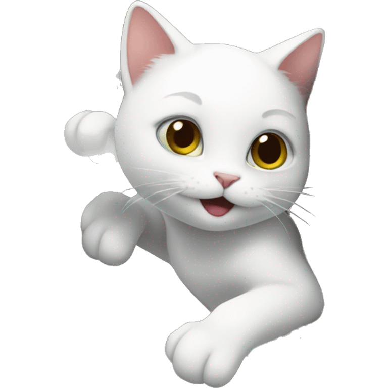 white cat climbing  emoji