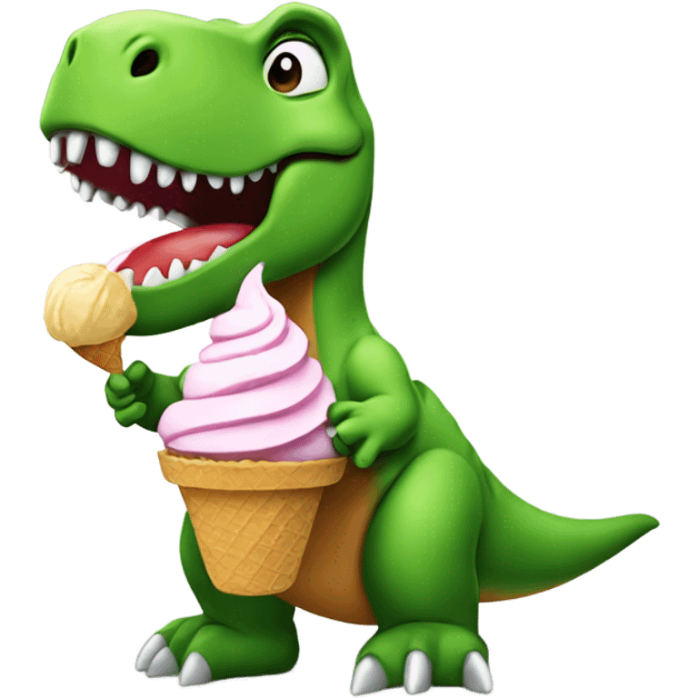 Dinosaur eating a ice cream emoji