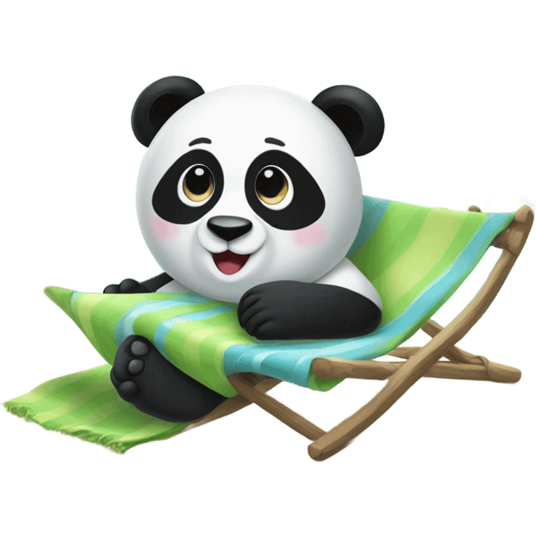 Panda laying on a beach  emoji