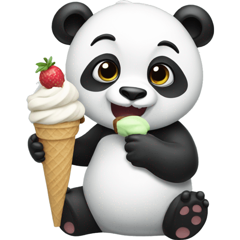 Panda eating ice cream emoji