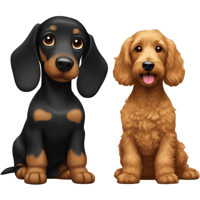 Black dachshund and goldendoodle emoji