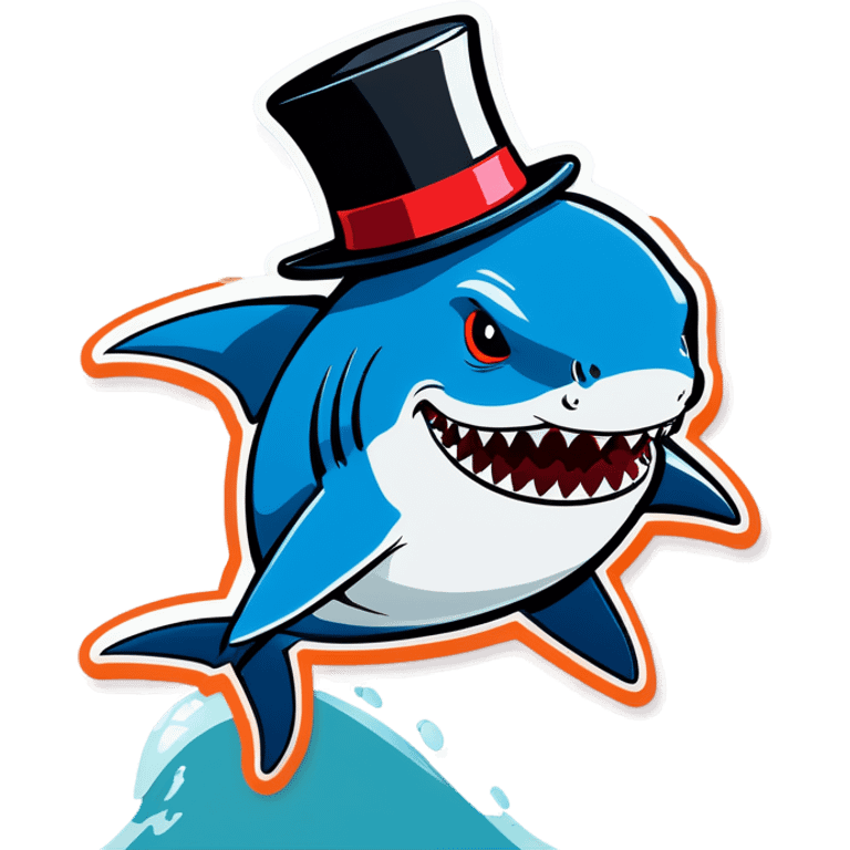 Shark with a top hat emoji