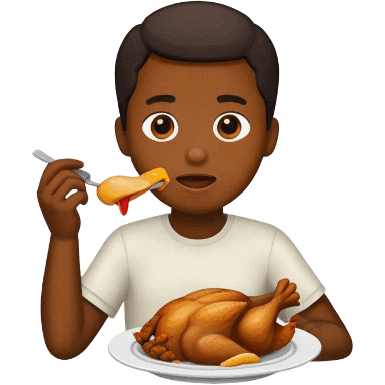 black person eating chicken emoji