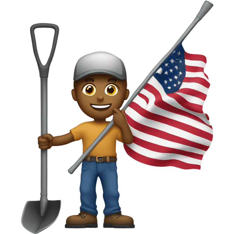 American flag with shovel at the bottom of the pole emoji