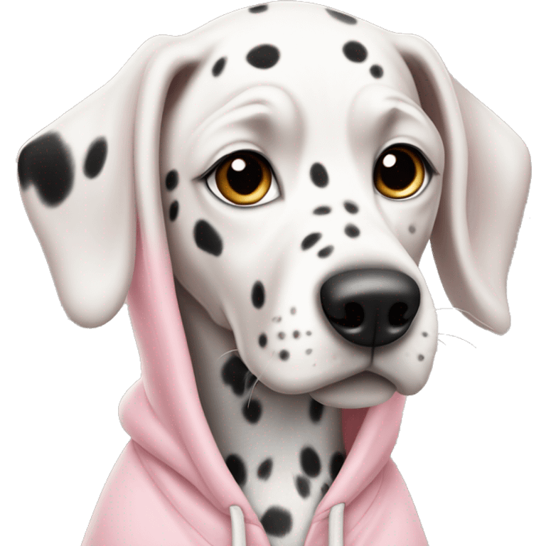 Dalmatian wearing a light pink hoodie emoji