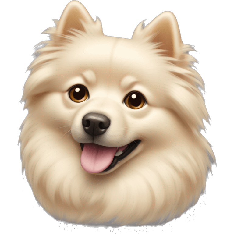 Cream-coloured spitz with a milky spot on the forehead emoji