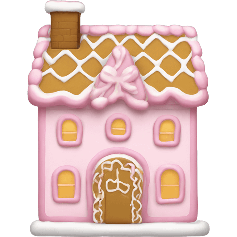 light pink and gold and white gingerbread house emoji