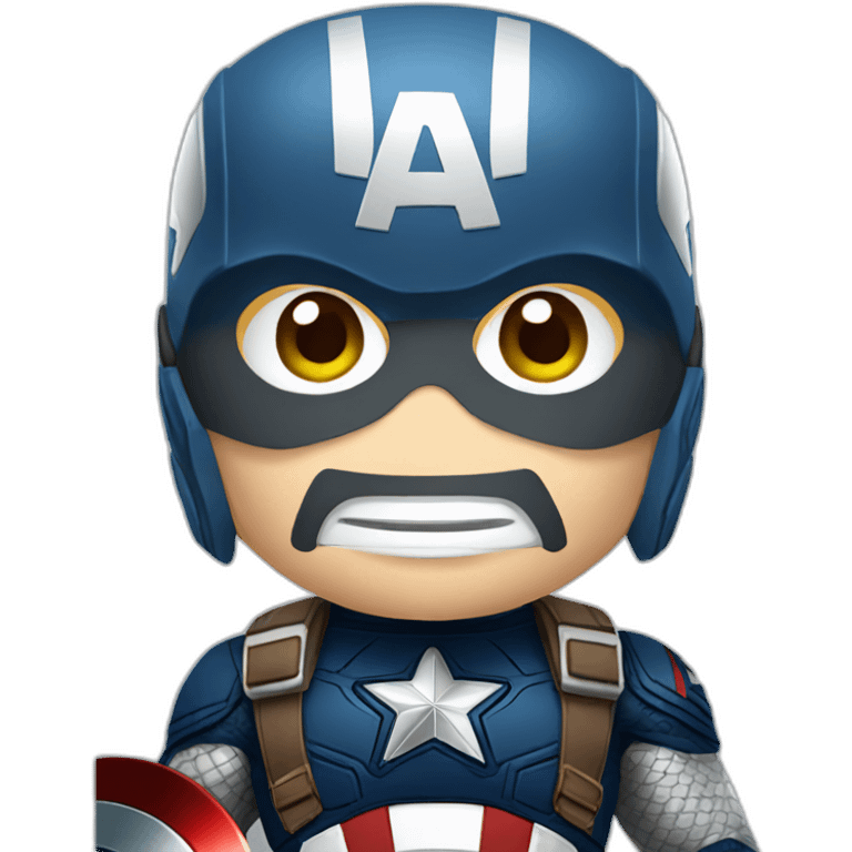 Captain America with mask playing mobile game emoji