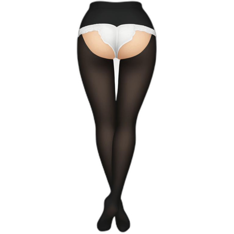 white-knickers-stockings-black-skirt rear view emoji