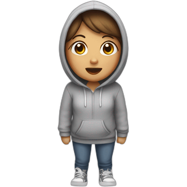 Cute woman with a hoodie bending and barking emoji