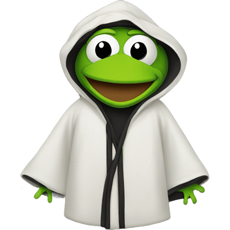 Kermit the frog in a black hooded robe emoji