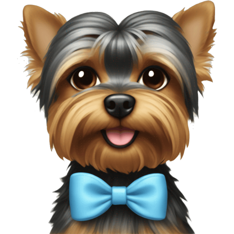 A yorkie wearing bow emoji