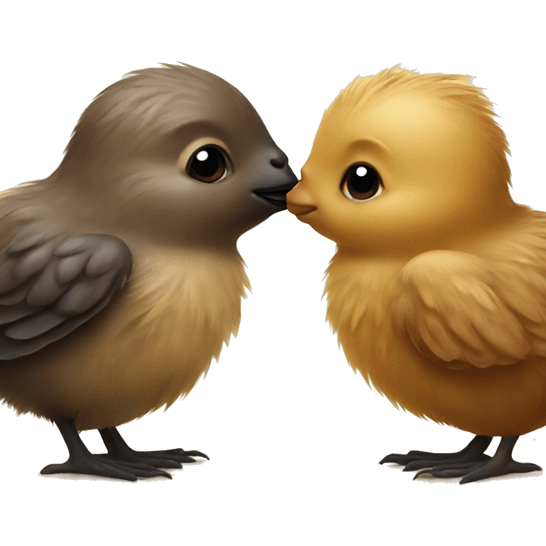 little chick and beaver kissing emoji