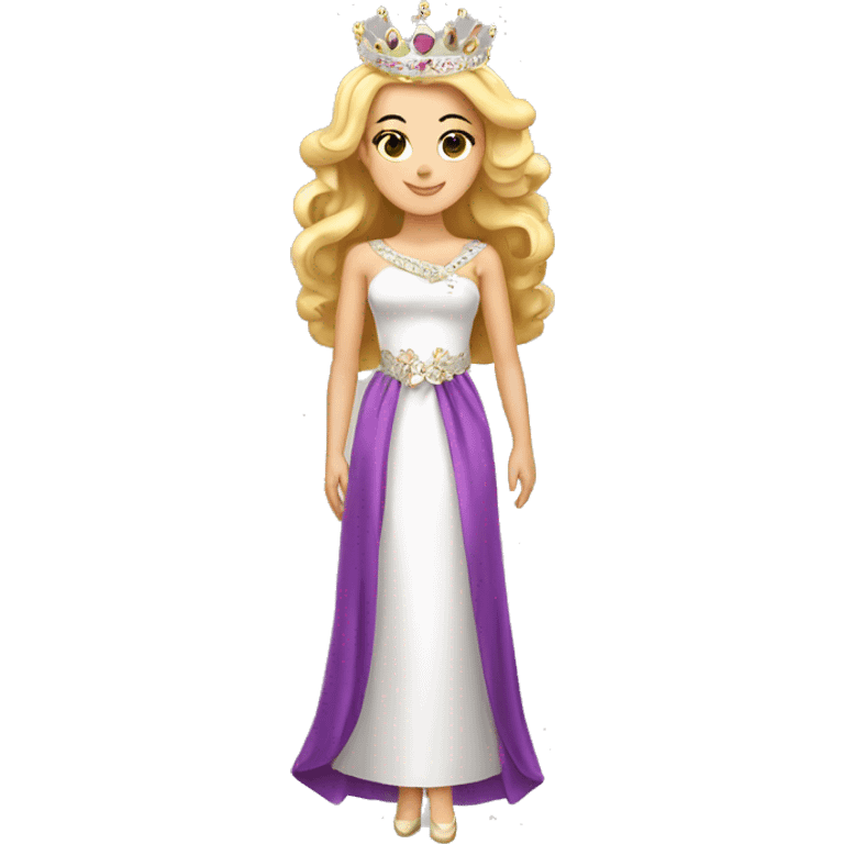 White girl Pageant queen with sash and crown on full body emoji