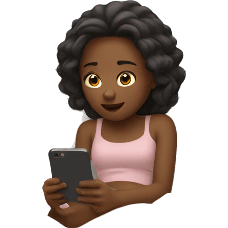 A girl in bed watching something on her phone emoji