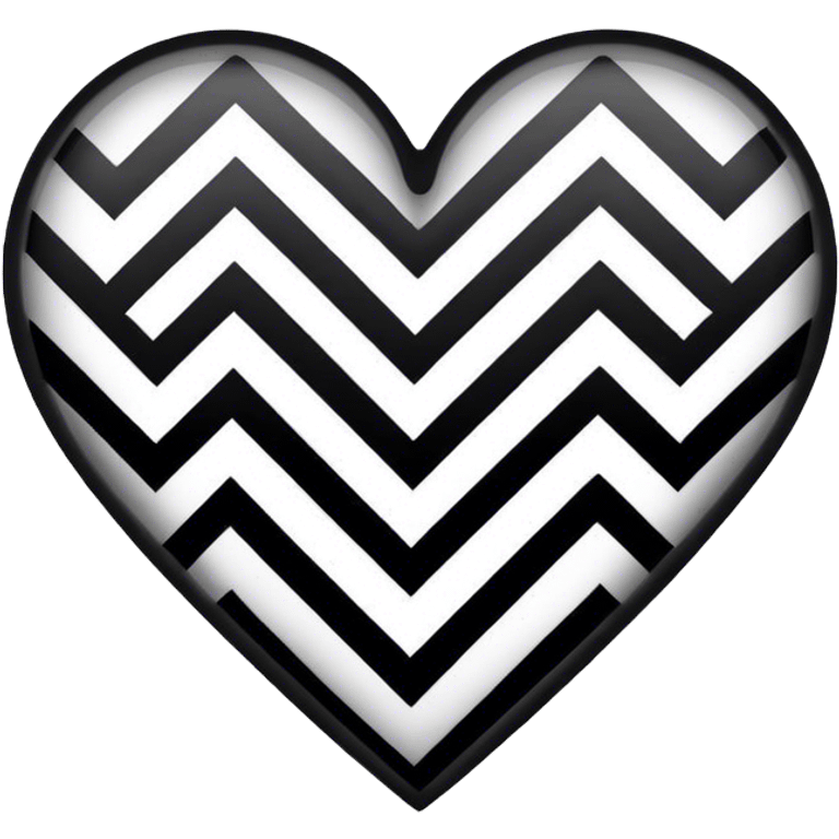 Black and white love heart zigzag together emoji