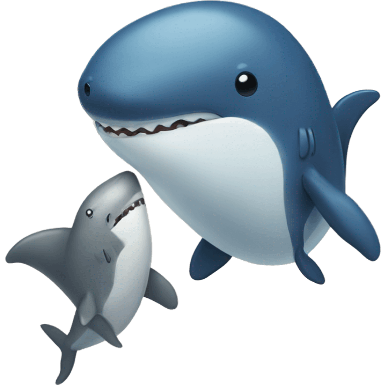 a whale and a shark hugging emoji