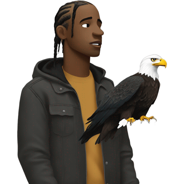 travis scott singing with bald eagle on shoulder emoji