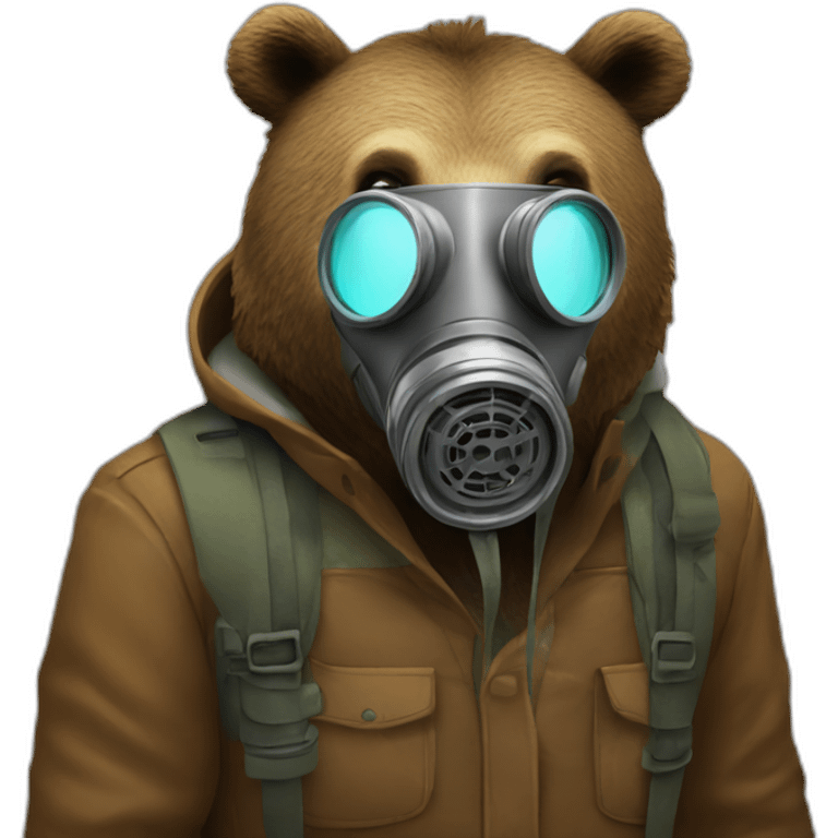 grizzly bear wearing gas mask emoji