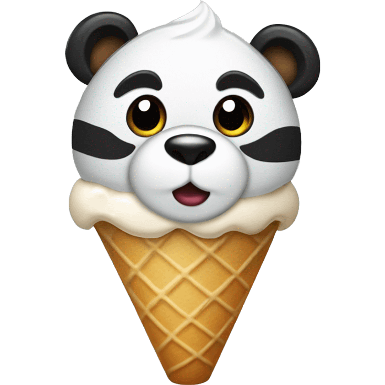 Panda bear with an ice cream cone emoji