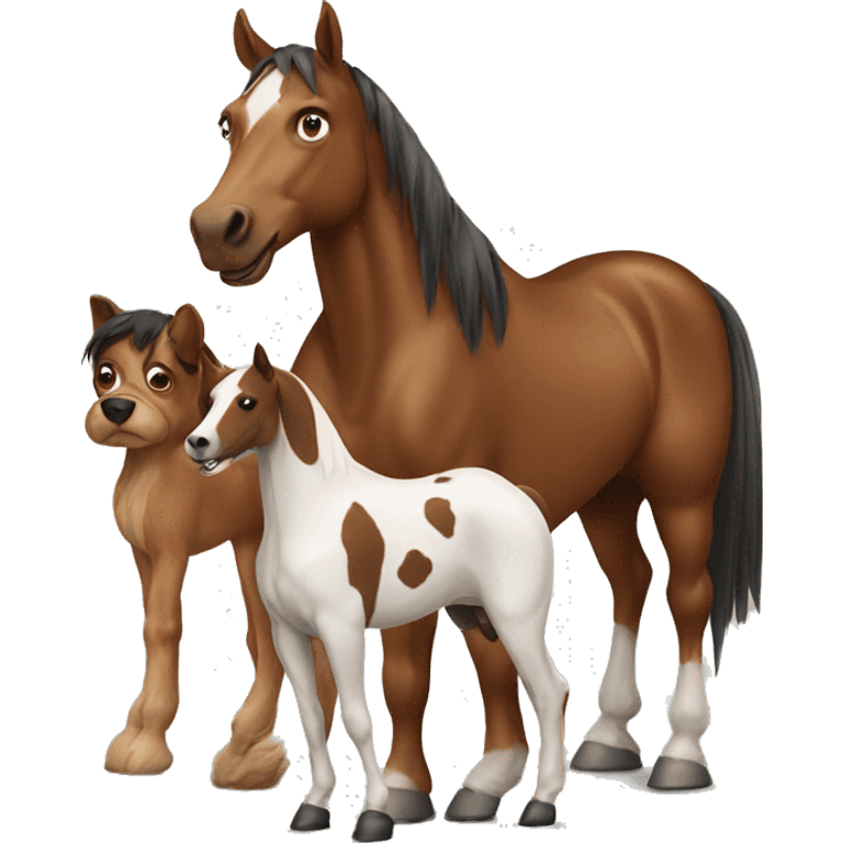 Brown horse with dog emoji