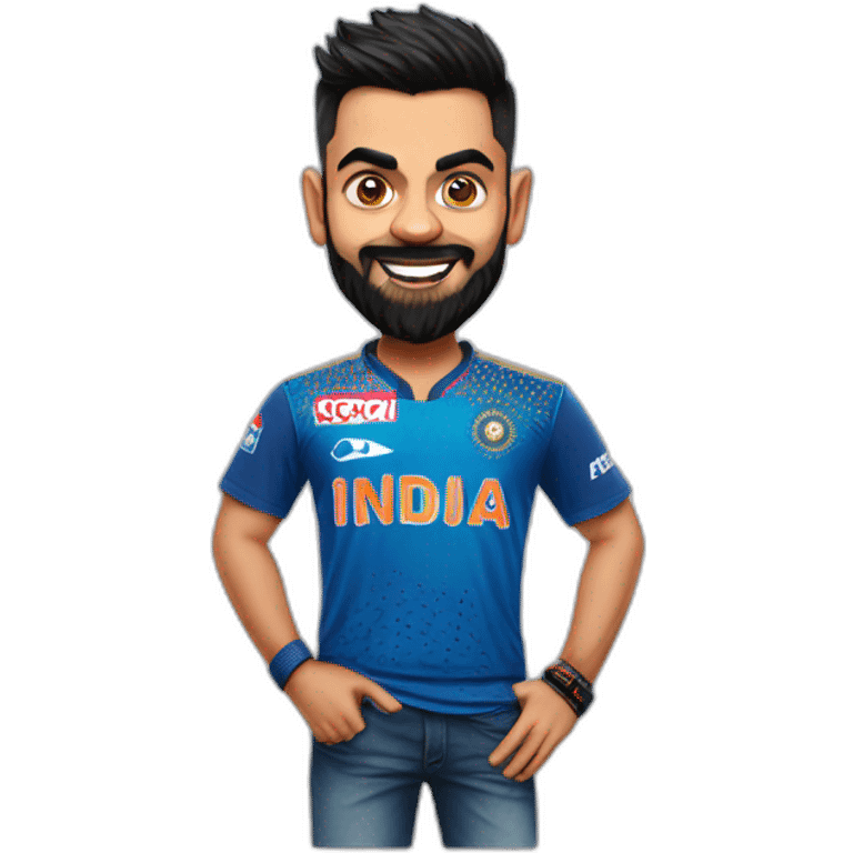 Virat kohli wearing gourav digital club tshirt emoji