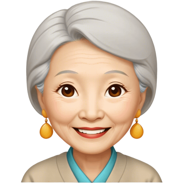 Sweet old Chinese woman, smiling emoji